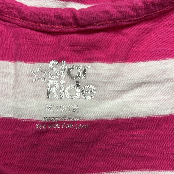 Star Ride Racer Back Pink & White Stripes Tee - Picture 4 of 4